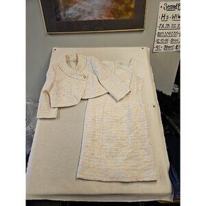 Tahari Cream and Multicolor Dress with Jacket